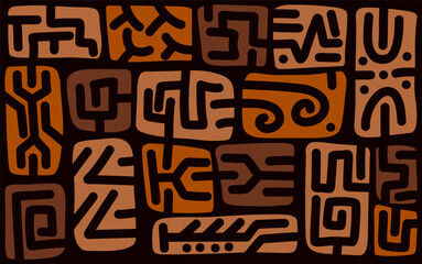 Hand drawn African Tribal Pattern Abstract Vector Background