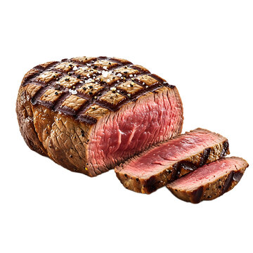 Grilled Beef Steak Medium Rare Marbled Cut Slices Juicy Delicious Cooked