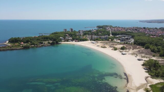 Aerial view of Black Sea Coast near Atliman Beach and Kiten, Burgas Region, Bulgaria 