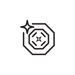 Advanced ceramics icon. A synthetic crystal in a layered, octagonal structure with a sparkle. Represents high-performance materials, technical ceramics, material science, high-purity components.