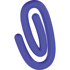 A 3D render of a dark purple spiral paperclip with a transparent background