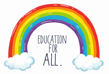 Vibrant Rainbow Illustration Emphasizing the Inclusive Message of Education for Everyone with Colorful Visual Appeal and Uplifting Imagery