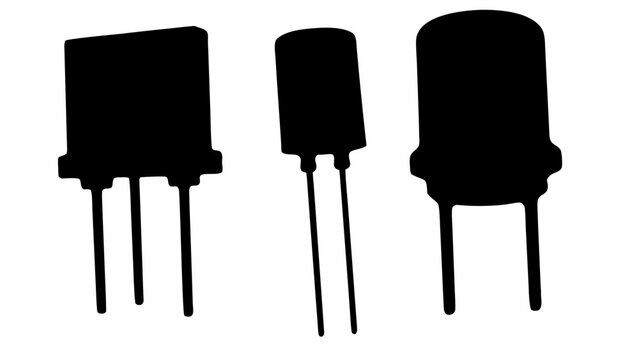 Three black electronic components with different shapes and pin configurations are displayed clearly