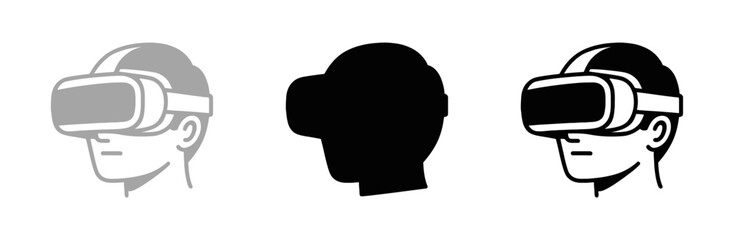 Virtual Reality Headset Icons Showing User Experience of VR Technology
