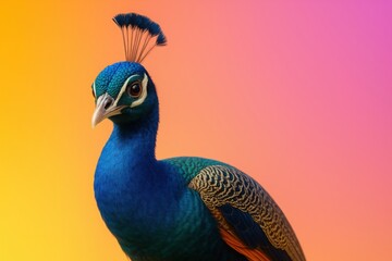 Elegant peacock with vibrant feathers on gradient background great for luxury branding exotic designs and cultural visuals