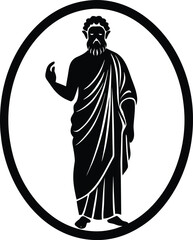Ancient greek philosopher silhouette icon