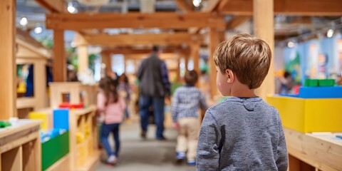 Obraz premium Children exploring a vibrant play area with parents during a family outing