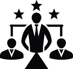 Modern icon set representing leadership and decision making