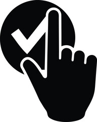 Fingerprint with checkmark icon for voting and approval