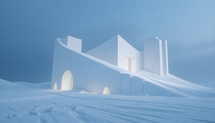 Obraz premium Abstract architecture creates a minimal landscape with a modern building.