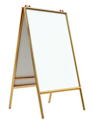 Golden frame, blank white sandwich board sign