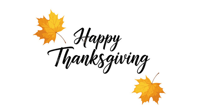 Happy Thanksgiving greeting with autumn leaves.