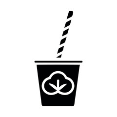 Minimal juice cup icon with straw, representing natural and sustainable drinks.