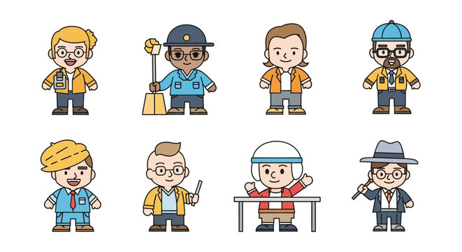 Collection of Illustrated People with Different Professions and Hobbies