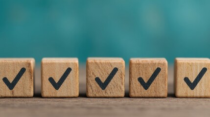 Enhancing productivity organizing tasks with wooden blocks and check marks for effective management