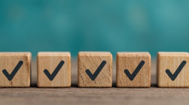 Enhancing productivity organizing tasks with wooden blocks and check marks for effective management