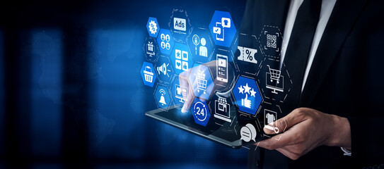 Concept of social media shopping transforms e-commerce. This platform offers seamless shopping experiences, enhancing social media interaction for online business growth. Entice