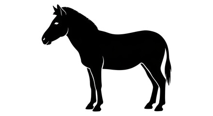 Fototapeta premium Black silhouette of a zebra standing profile view isolated on white background