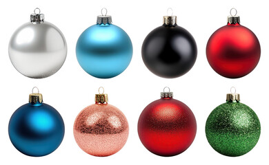 PNG Colorful festive Christmas ornaments, element set on transparent background