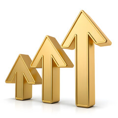 Three Golden Arrows Upward Trend Growth Concept