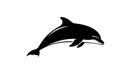 Obraz premium Silhouette of a playful dolphin leaping and swimming in the ocean isolated on white background