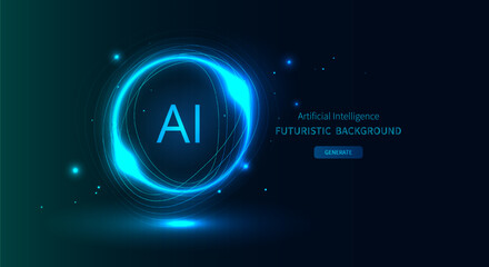 AI Artificial Intelligence Technology - Futuristic Digital Network and Cyber Innovation Vector Illustration