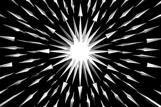 Arrows radiating from a central point create a dynamic and energetic composition