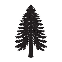 Giant sequoia world  largest tree silhouette vector icon
