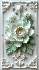 Luxury interior wall art featuring soft white flower high resolution picture