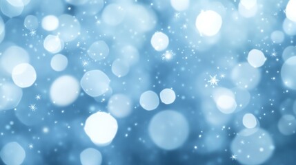 Obraz premium Soft blue Christmas background with sparkling bokeh lights creating a festive atmosphere
