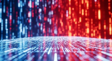 Abstract technology background with blue and red glowing lines, creating a futuristic and dynamic visual effect for modern digital concepts
