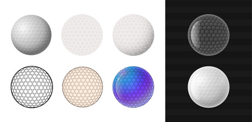 Fototapeta premium Golf ball set vector collection with different styles. Detailed Golf icons vector illustration.