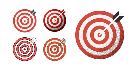 Target mark icon vector set collection in modern glass styles. Detailed Target symbol vector illustration perfect for apps and web design