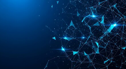 Abstract blue technology background with connected dots and lines, creating a network of communication and data flow for modern digital innovation