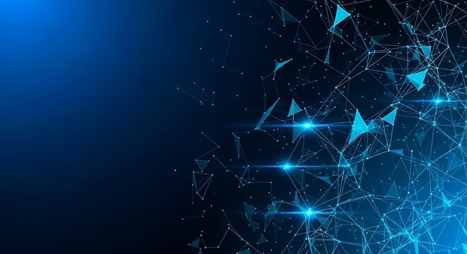 Abstract technology background with connecting dots and lines connection structure digital data and big data concept blue background with plexus