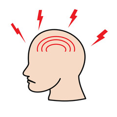 human headache medical icon with brain minimalist icon useful for healthcare projects minimalist color.eps