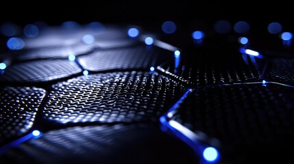 Close-up view of a complex hexagonal network design.