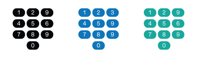 Number button pad. numeric keypad icon for apps and websites. vector symbol in transparent background.