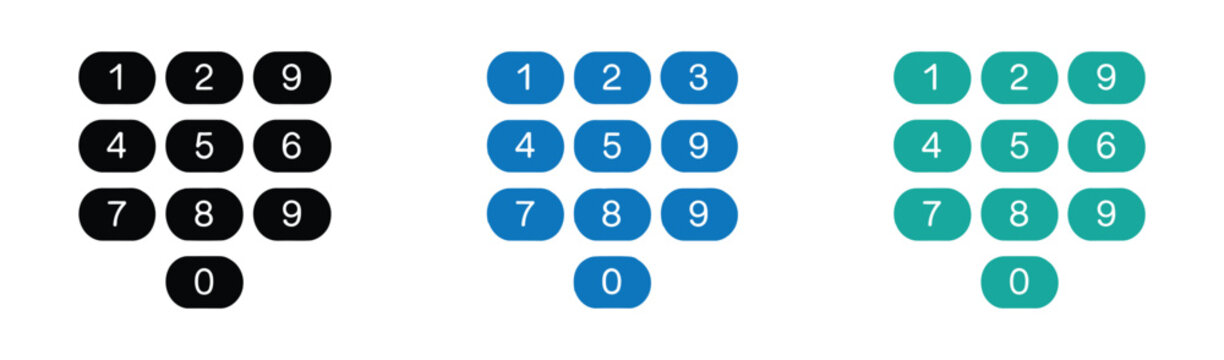 Number button pad. numeric keypad icon for apps and websites. vector symbol in transparent background.