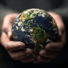 Hands Holding Earth — Symbol of Environmental Protection and Sustainability