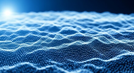 Abstract digital wave background with glowing particles, creating a sense of movement and representing the flow of information in cyberspace