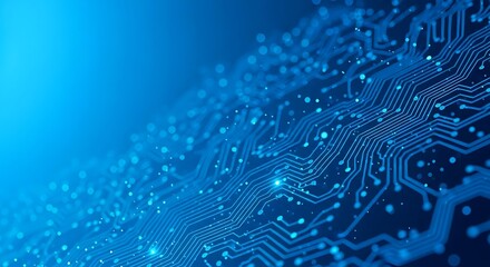 A mesmerizing closeup of a blue circuit board, illustrating the intricate network of connections and the flow of data in modern technology
