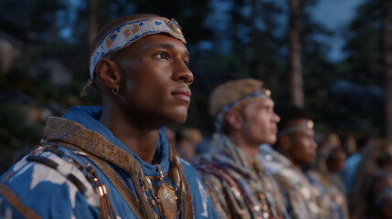 A multicultural virtual reality meet-up where avatars wear cultural accessories and greet each other in different languages — digital globalization, immersive cultural exchange, and futuristic