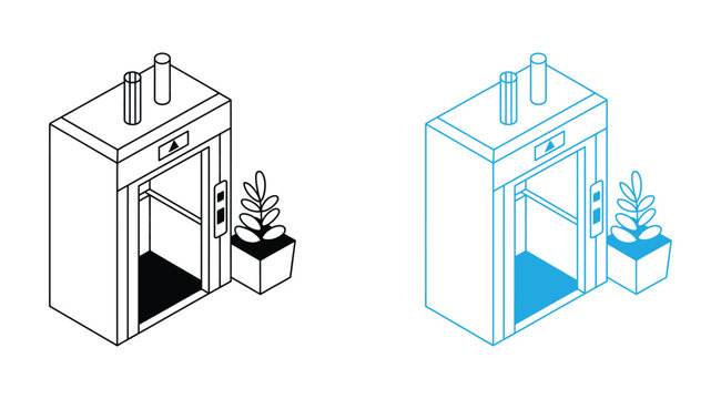 Elevator lift vector icon. Elevator sign entrance building office, lift level
