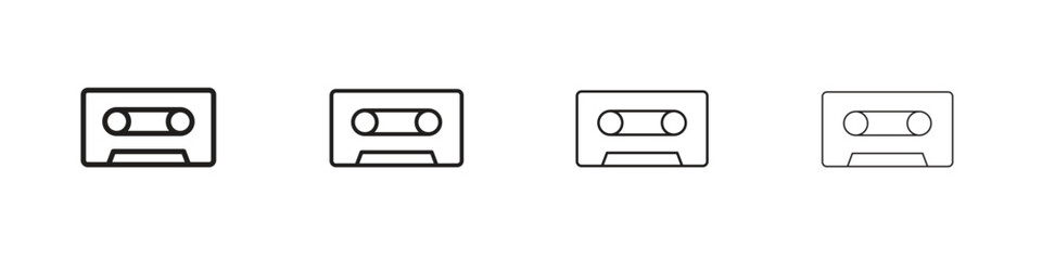 Obraz premium Cassette tape icons. Simple solid style. thin stroke line icons