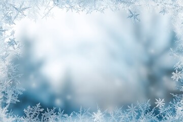 Frosted winter background with delicate snowflakes creating a serene holiday atmosphere