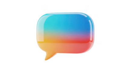 Colorful, multicolored, and shiny looking speech bubble. isolated illustration on  transparent background PNG