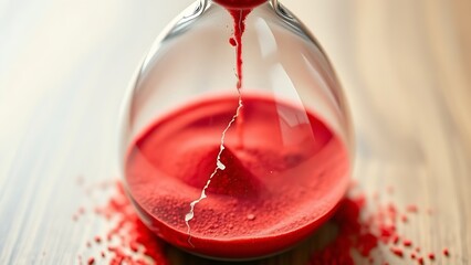 A cracked hourglass with red sand, symbolizing urgent health warnings in midlife.