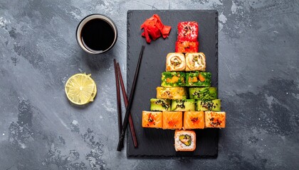 Christmas tree made of sushi 
