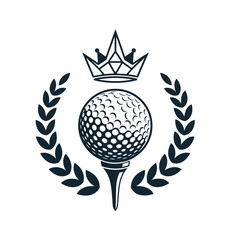 Royal golf emblem with crown and laurel wreath